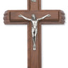 11 inch walnut finish sick call crucifix set with candles and holy water bottle for anointing of the sick