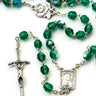 Emerald green glass bead Catholic rosary with 5mm beads traditional crucifix and center medal by RosaryCard