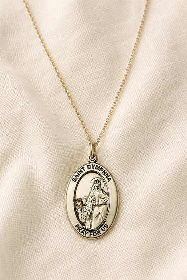 14KT Gold Filled St Dymphna Oval Medal Necklace 18" chain