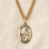 Gold Filled St Dymphna Oval Medal Necklace on 24" curb chain