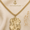 US Navy gold filled military medal with St Michael and chain