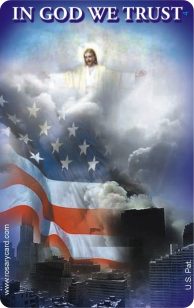 Jesus Over WTC Catholic Memorial Rosary Card Credit Card Size with Tactile Beads by RosaryCard