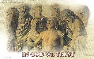 In God We Trust Catholic Rosary Card Credit Card Size Patriotic Design Tactile Beads by RosaryCard