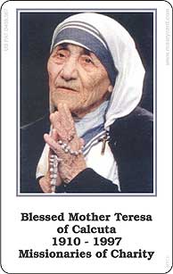 Mother Teresa of Calcutta Rosary Card credit card sized Catholic prayer tool with raised tactile beads by RosaryCard