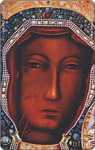 Our Lady of Czestochowa Black Madonna credit card sized rosary prayer card with tactile beads