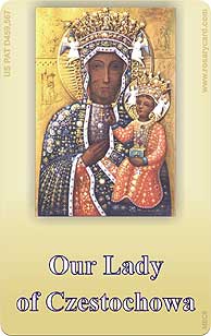Our Lady of Czestochowa Black Madonna credit card wallet rosary prayer card with tactile beads