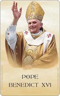 Pope Benedict XVI rosary prayer card with tactile beads in wallet credit card size