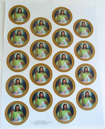 Divine Mercy Catholic Sticker Sheet with 18 Jesus I Trust in You stickers, 4.5 x 5.25 inches, made in USA
