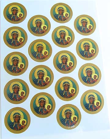 Our Lady of Czestochowa Black Madonna Catholic stickers sheet for Polish heritage and Marian devotion