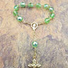 Green glass one decade rosary with 5mm translucent beads and crucifix, hopeful Catholic finger rosary by RosaryCard