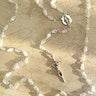 White tear drop glass Catholic rosary with 7mm beads, 17 inch length, Italian import with gift box