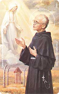 St. Maximilian Kolbe Catholic Rosary Card with tactile beads in credit card size by RosaryCard