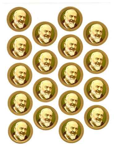 Padre Pio Catholic Stickers Sheet - 18 High-Quality Saint Stickers 4.5 x 5.25 inches by RosaryCard