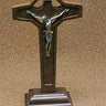 Walnut Wood Standing Crucifix 9 inch by 5 inch Catholic Altar Cross Handcrafted by RosaryCard