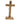 5.375 inch brown wooden standing table crucifix with golden corpus and St Benedict medals by RosaryCard