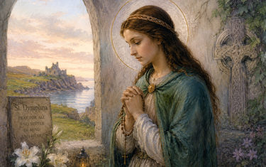Catholic gifts for someone with depression, including a St. Dymphna medal and prayer card