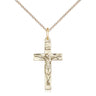14kt Gold Filled medium Catholic crucifix necklace 7/8x3/8 inch pendant 18 inch curb chain Bliss USA