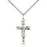 Sterling silver Catholic crucifix necklace with 7/8 inch pendant on 18 inch chain handmade in USA by Bliss