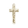14kt Solid Gold medium Catholic crucifix pendant detailed corpus 7/8x3/8 inch medal Bliss USA