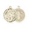 14kt solid gold St. Benedict patron saint medal pendant, medium 3/4x5/8 size, handcrafted by Bliss