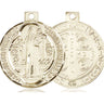 14kt solid gold St. Benedict patron saint medal pendant, medium 1x7/8 size, handcrafted by Bliss