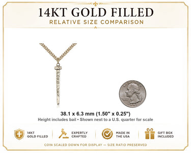 14kt Gold Filled Large Forgiven Nail Cross Necklace | 1 1/2" x 1/4" Pendant | 24" Chain | USA Made by Bliss
