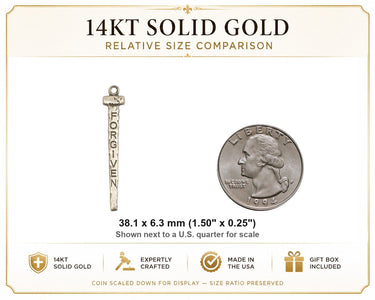 Colgante de medalla con clavo perdonado grande de oro macizo de 14 quilates | 3,81 cm x 0,64 cm | Hecho en EE. UU. por Bliss