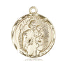 Medium 14kt Solid Gold St. Joseph Patron Saint Medal Pendant, 1 x 7/8 inches, Handcrafted by Bliss Manufacturing