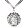 Medium Sterling Silver St. Joseph Patron Saint Medal Necklace 1 x 7/8 with 24 inch Chain by Bliss