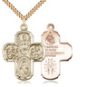 14kt Gold Filled Large 4-Way Medal Necklace 1 3/8 x 1 Pendant with 24 Inch Curb Chain Handcrafted by Bliss USA