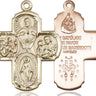 Large 14kt Solid Gold Catholic 4-Way Medal Pendant 1 3/8 inch by Bliss Manufacturing