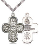 Sterling Silver Large 4-Way Medal Necklace 1 3/8 x 1 Pendant with 24 Inch Curb Chain Handcrafted by Bliss USA