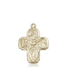 14kt Solid Gold Medium Four-Way Medal Pendant 1 inch by 3/4 inch Handcrafted in USA by Bliss Manufacturing