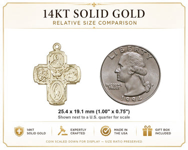 14kt Solid Gold Medium Four-Way Medal Pendant | 1" x 3/4" | Handcrafted in USA by Bliss
