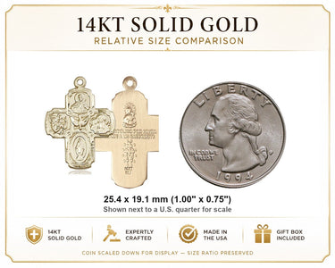 14kt Solid Gold Medium 5-Way Medal Pendant | 1" x 3/4" | Handcrafted in USA by Bliss
