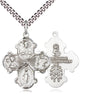 Sterling Silver Catholic 4-Way Medal Necklace with 24 inch chain featuring Sacred Heart, St. Christopher, St. Joseph, and Miraculous Medal by Bliss