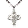 Sterling Silver Four-Way Medal Necklace 1 inch by 7/8 inch with 24 inch chain handmade by Bliss