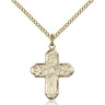 14kt Gold Filled Five-Way Catholic Medal Necklace 3/4 x 5/8 inches on 18 inch chain handmade by Bliss Manufacturing USA