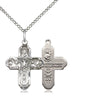 Sterling Silver Five-Way Catholic Medal Necklace 3/4 x 5/8 inches with 18 inch chain handmade by Bliss
