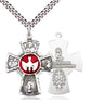 Sterling Silver Five-Way Catholic Medal Necklace 1-1/8 x 7/8 inches with 24 inch chain handmade by Bliss