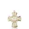 14kt solid gold Five-Way Medal pendant 1 1/8 x 7/8 inch handcrafted by Bliss Manufacturing USA