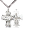 Sterling Silver Five-Way Medal Necklace 1 1/8 x 7/8 inches with 24 inch chain handcrafted by Bliss USA