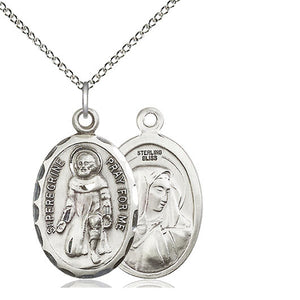 Collar de Medalla de San Peregrino Patrono de Plata Esterlina Mediano | 1x5/8