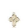 14kt solid gold Four-Way Medal pendant 3/4 inch by 1/2 inch handcrafted by Bliss Manufacturing USA