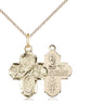 14kt Gold Filled Four-Way Medal Necklace 3/4 inch pendant 18 inch chain Bliss Manufacturing