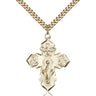 Large 14kt Gold Filled Four-Way Medal Necklace 1 1/4 inch pendant 24 inch chain Bliss Manufacturing