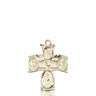 14kt Solid Gold Four-Way Medal Pendant 3/4 inch medium size handcrafted by Bliss Manufacturing USA