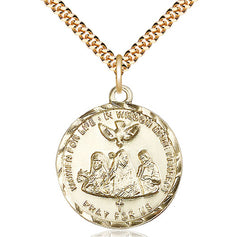 14kt Gold Filled 3-Doctors Catholic Medal Necklace 1 inch x 7/8 inch with 24 inch Chain Bliss USA
