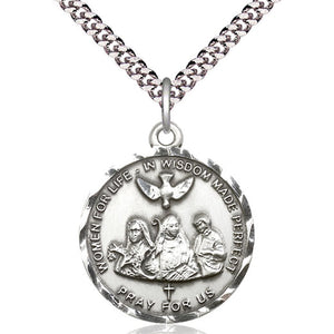 Collar de Medalla Católica de Plata Esterlina Mediana de 3 Doctores | Colgante de 1x7/8