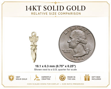 14kt Solid Gold Medium Menorah Star Fish Medal Pendant | 3/4 x 1/4 | Handcrafted in USA by Bliss